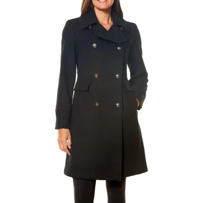 Vince Camuto Womens Wool Blend Double Breasted Wool Coat In Black