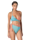 Vince Camuto Womens Wrap Front Bikini Top Sash Tie High Waist Bikini Bottoms In Blue