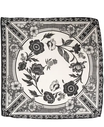 Vince Camuto Woodcut Floral Square Scarf In Black