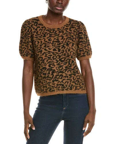 Vince Camuto Wool-bend Crewneck Sweater In Brown