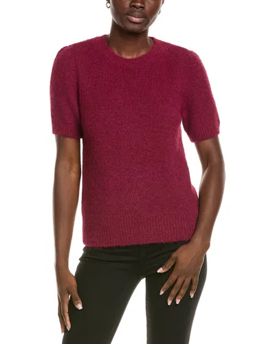 Vince Camuto Wool-bend Crewneck Sweater In Burgundy