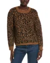 Vince Camuto Leopard Print Long Sleeve Crewneck Sweater In Brown