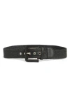Vince Camuto Woven Square Buckle Belt In Black