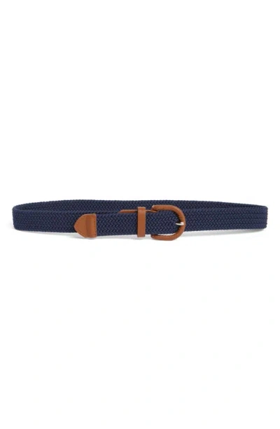 Vince Camuto Woven Stretch Belt In Navy