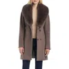 Vince Camuto Wrap Coat With Removable Faux Fur Collar In Mink