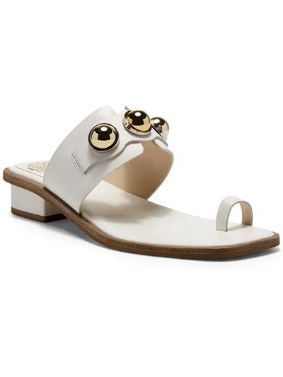 Vince Camuto Yevinny Womens Leather Toe Loop Flat Sandals In White