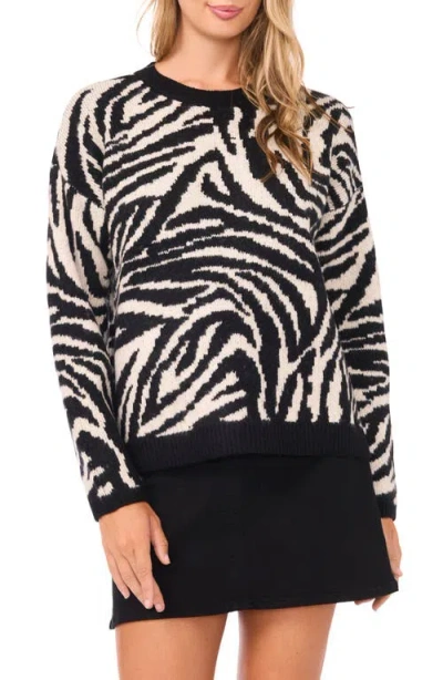 Vince Camuto Zebra Jacquard Crewneck Sweater In Multi