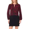 Vince Camuto Plus Size Printed Long Sleeve Top In Burgundy