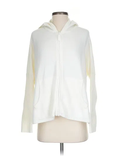 Pre-owned Vince Camuto Zip Up Hoodie In White