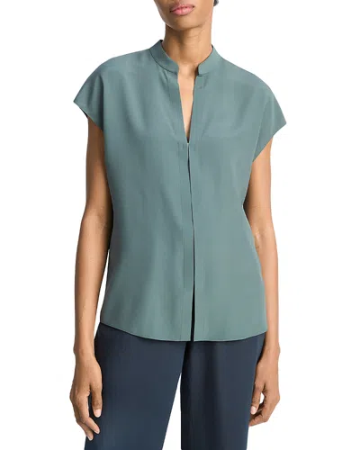 Vince Cap Sleeve Blouse In Green