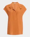 Vince Cap-sleeve Blouse In Dusk Ember