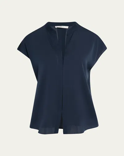Vince Cap-sleeve Blouse With Hidden Placket