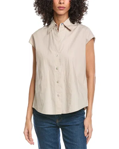 Vince Cap Sleeve Button Blouse In Neutral