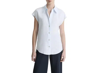 Vince Cap Sleeve Button Down Blouse In White
