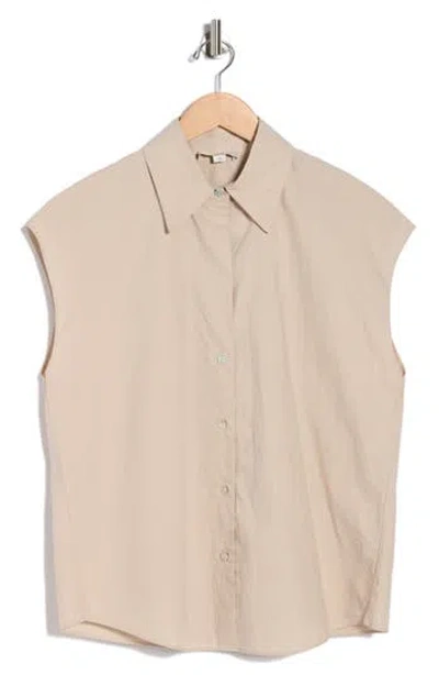 Vince Cap Sleeve Button Down Shirt In Pink