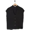 Vince Cap Sleeve Button-up Shirt In Black