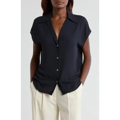 VINCE VINCE CAP SLEEVE BUTTON FRONT TOP