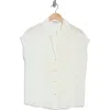 Vince Cap Sleeve Button Front Top In Off White