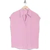 Vince Cap Sleeve Button Front Top In Pale Vervain