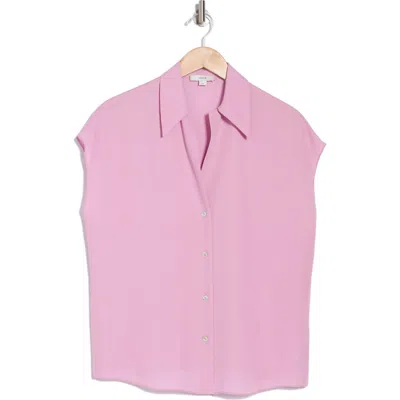 Vince Cap Sleeve Button Front Top In Pale Vervain