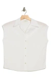 Vince Cap Sleeve Cotton Button-up Shirt In White