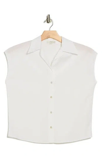 Vince Cap Sleeve Cotton Button-up Shirt In White