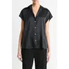 Vince Cap Sleeve Button-up Shirt In Black