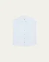 Vince Cap-sleeve Linen Button-front Blouse In Coastal Blue
