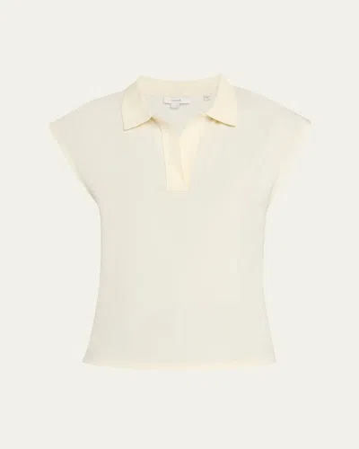 Vince Cap-sleeve Polo Top In White