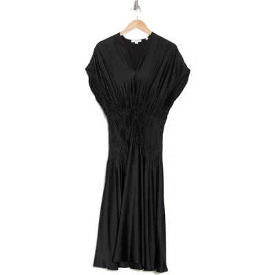 Vince Cap Sleeve Satin Dress In Black