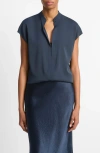 Vince Cap Sleeve Top In Blue