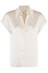Vince Cap Slv Ruched Bk In Chf Chiffon