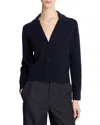 Vince Notch Lapel V-neck Wool Blend Cardigan In Blue