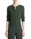 Vince Metal Button Cardigan Forest In Green