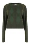 Vince Cardigan In Mixed Wool Argyle In Green