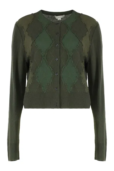 VINCE CARDIGAN IN MIXED WOOL ARGYLE