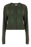 Vince Cardigan In Mixed Wool Argyle In Green
