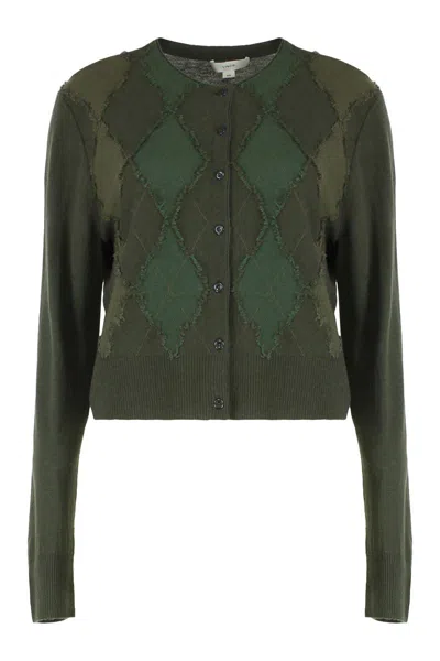 VINCE VINCE CARDIGAN IN MIXED WOOL ARGYLE