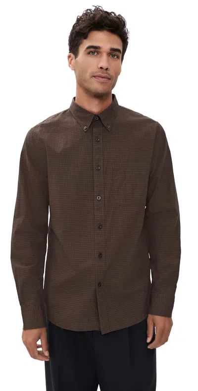 Vince Carnes Plaid Button Down Shirt Chocolate Plum Combo In Brown
