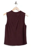 Vince Cascade Draped Sleeveless Top In Burgundy