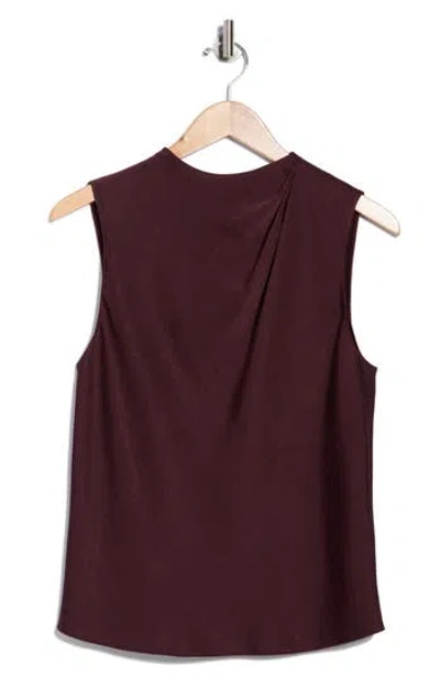 Vince Cascade Draped Sleeveless Top In Burgundy