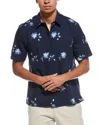 Vince Cascading Floral Short Sleeve Button-up Shirt In Blue