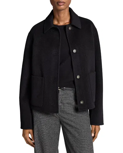 Vince Cash Wool & Cashmere Blend Button Front Jacket In Black