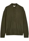 Vince Cashmere And Silk-blend Polo Jumper In Green
