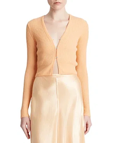 Vince Shrunken Button Cashmere & Silk-blend Cardigan In Orange