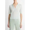 Vince Mulberry Silk And Cashmere Polo Top In Aqua Dew