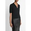 Vince Elbow Sleeve Polo In Black
