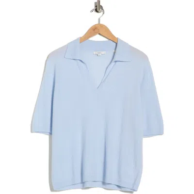 Vince Cashmere & Silk Johnny Collar Polo Sweater In Blue