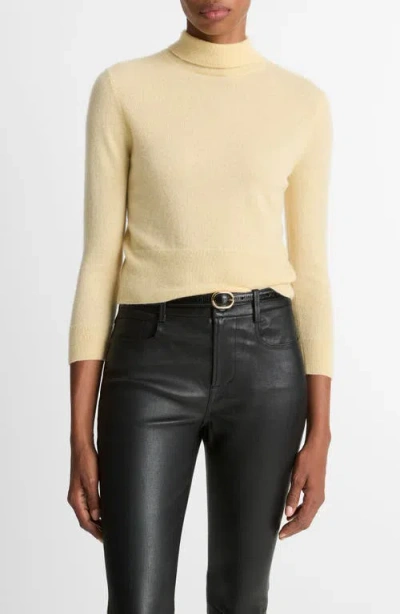 Vince Cashmere & Silk Mock Neck Sweater In Yellow
