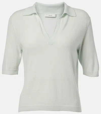 Vince Cashmere And Silk Polo Shirt In Green